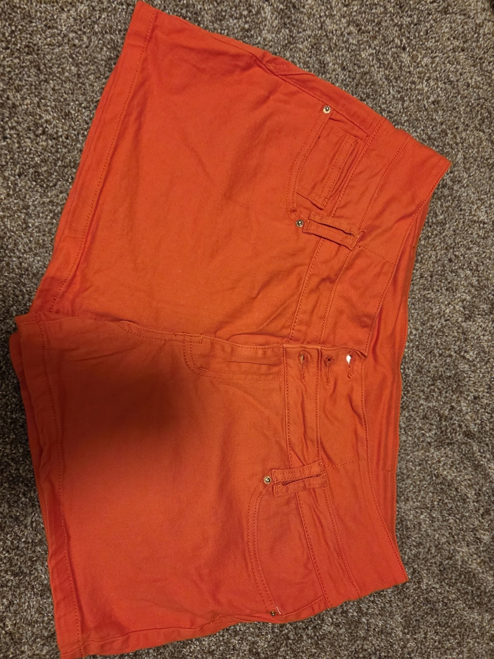 Flamingals Bright Orange Denim Shorts